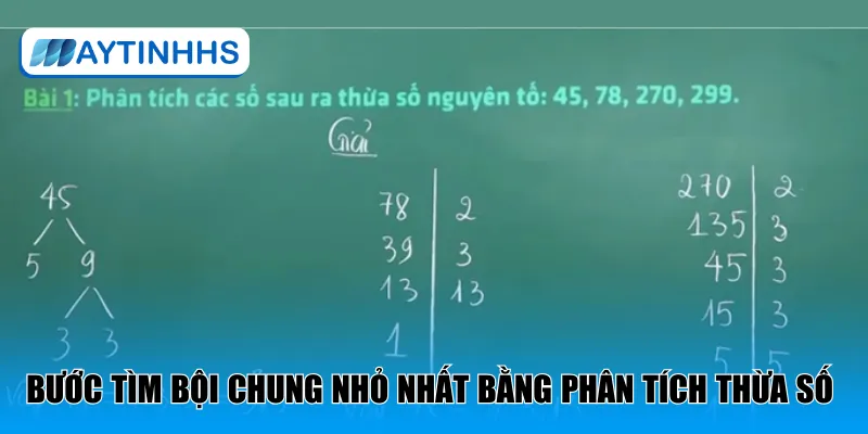 Bước tìm bội chung nhỏ nhất bằng phân tích thừa số 