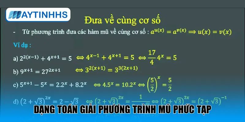 Dạng toán giải phương trình mũ phức tạp