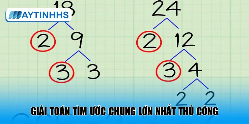Giải toán tìm ước chung lớn nhất thủ công
