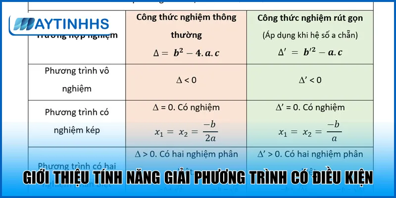 Giới thiệu tính năng giải phương trình có điều kiện