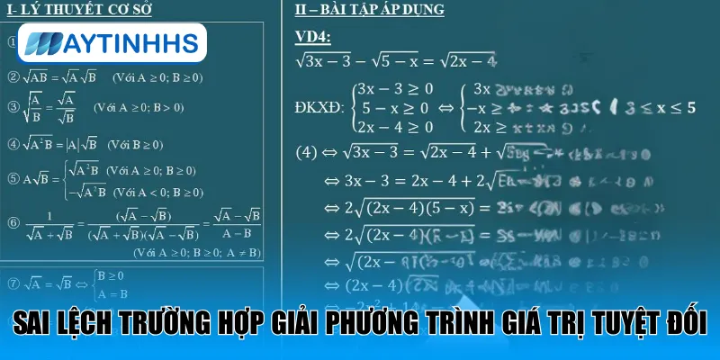 Sai lệch trường hợp giải phương trình giá trị tuyệt đối