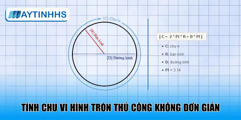 Tính chu vi hình tròn thủ công không đơn giản