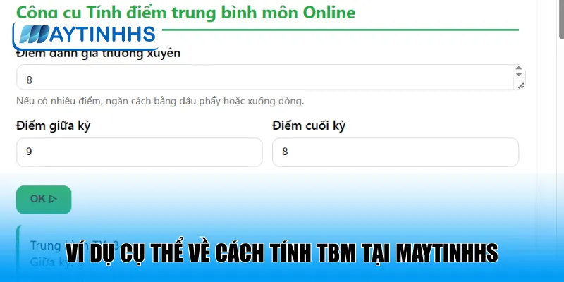 Ví dụ cụ thể về cách tính TBM tại MaytinhHS