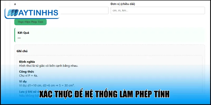 Xác thực để hệ thống làm phép tính 