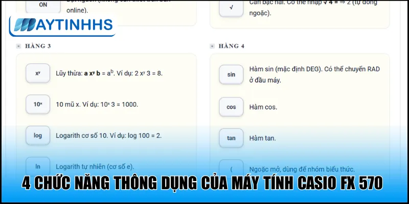 4 chức năng thông dụng của máy tính Casio Fx 570 