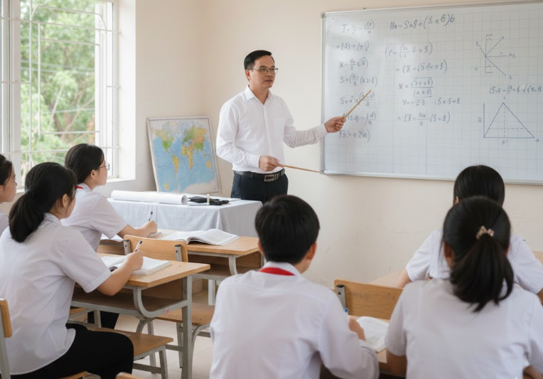 Thầy Nguyễn Hoàng Minh Dũng đang dạy học